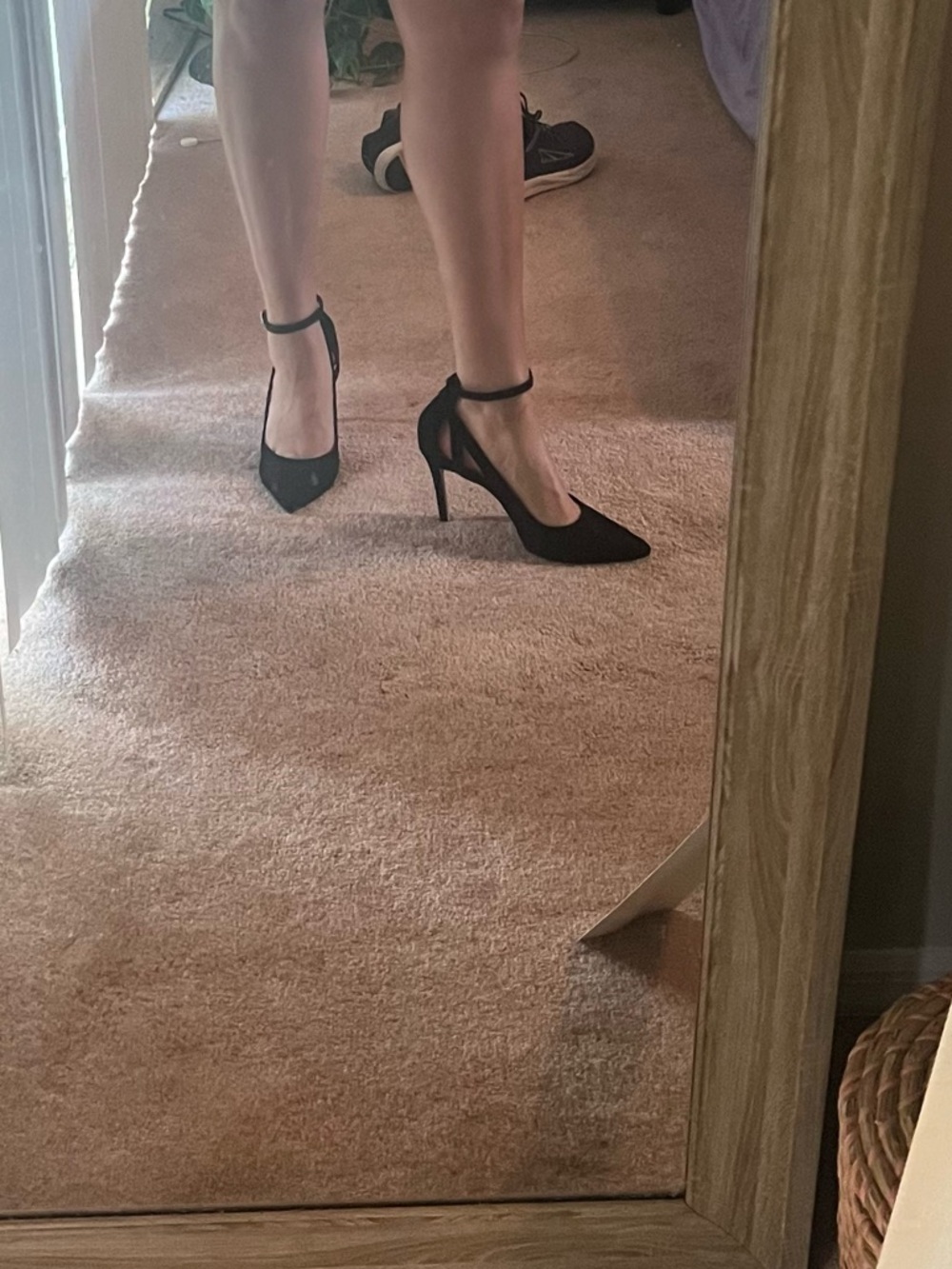 Gianni Bini Black Suede Stiletto Ankle-Strap Heel